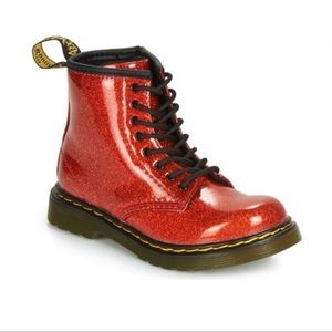 Dr. Martens Red Glitter Ankle Boots